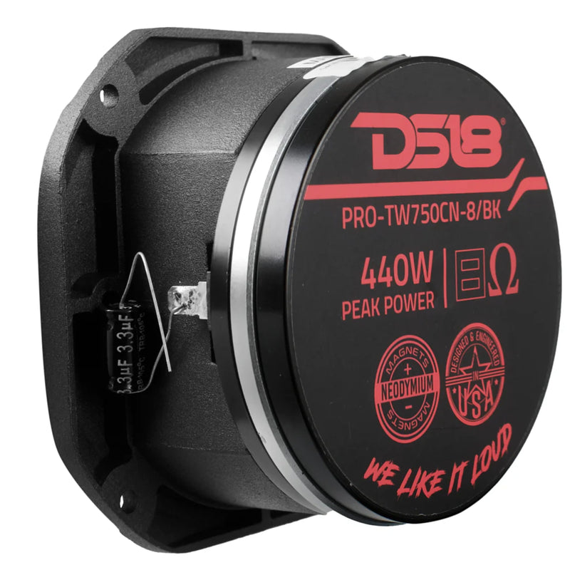DS18 4" 8-Ohm 220W RMS 1.5" Titanium VC Neodymium Super Bullet Tweeter