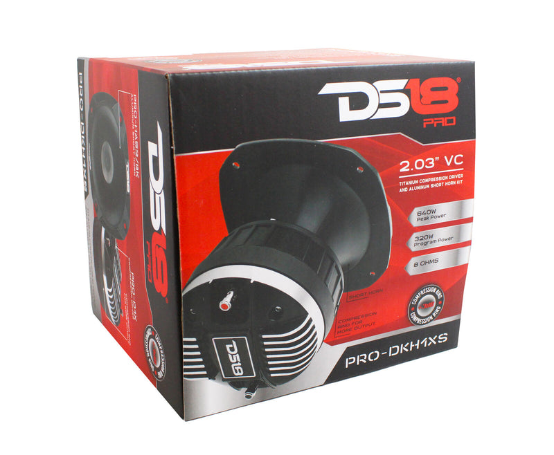 DS18 2" 320W 8 Ohm Titanium Compression Driver & Aluminum Short Horn Kit DKH1XS