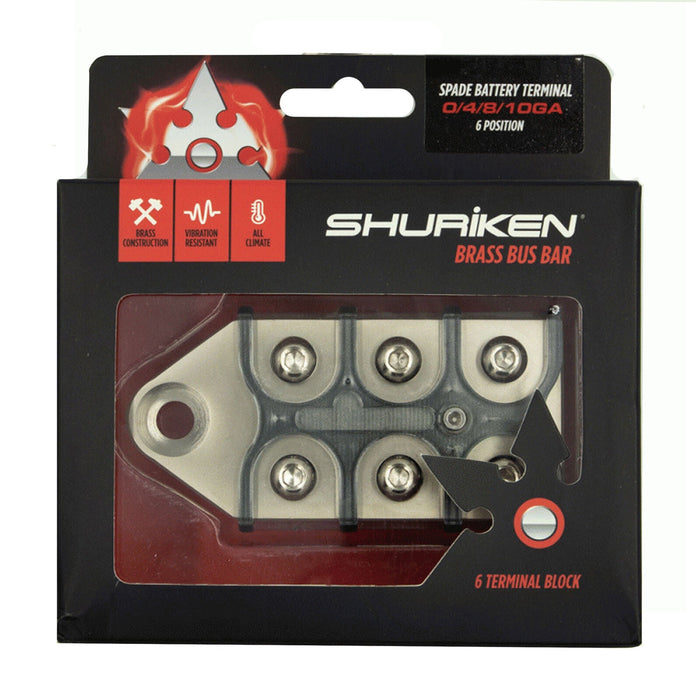 Shuriken Brass Bus Bar Spade Battery Terminal 0/4/8/10GA 6 Position TML-PL