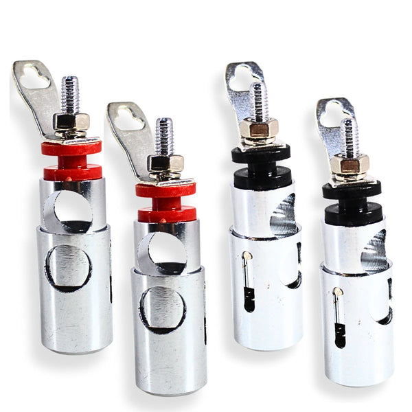 Big Jeff Audio 4Ga Tall Speaker Push Terminal Brass/Nickel Plated Red/Black Pair