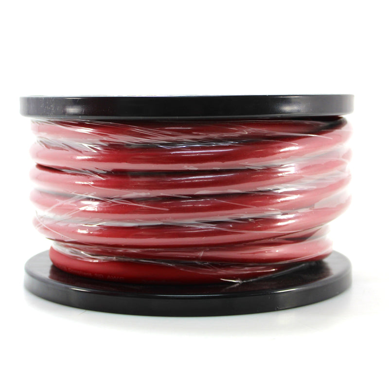 25 FT Cut Rockford 1/0 AWG Pure Crystal-OFC Frosted Red Power Ground Wire