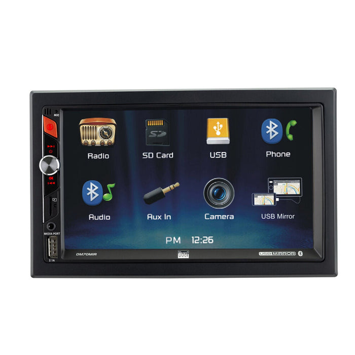 Dual 7" 2-Din Touchscreen LCD USB Screen Mirroring Bluetooth Multimedia Radio