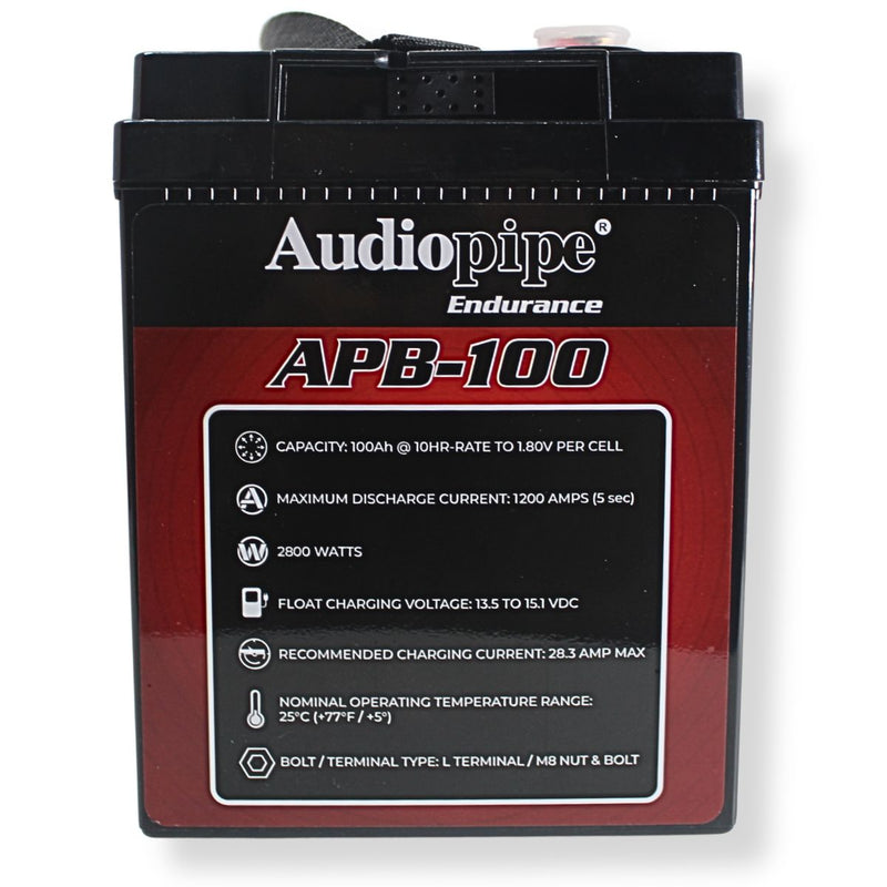 Audiopipe APB-100 12V 2800W 1200Amp AGM Deep Cycle Power Cell Battery 100Ah