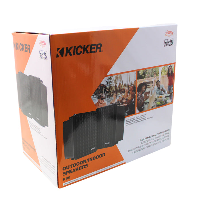 Kicker 2-Way 8 Ohm Full Range Weatherproof Indoor/Outdoor Speaker Pair 46KB6