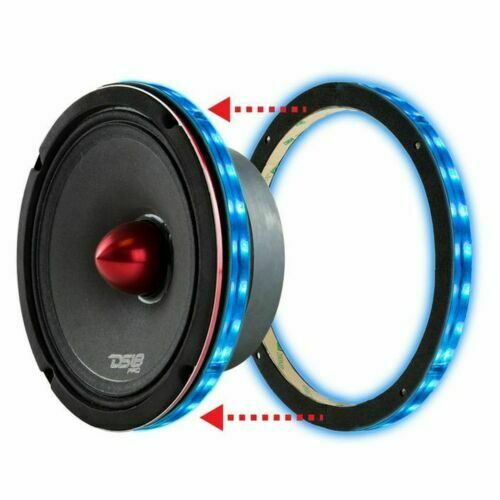 2x Universal RGB Speaker Light Rings 8" LED Bluetooth Remote Control DS18