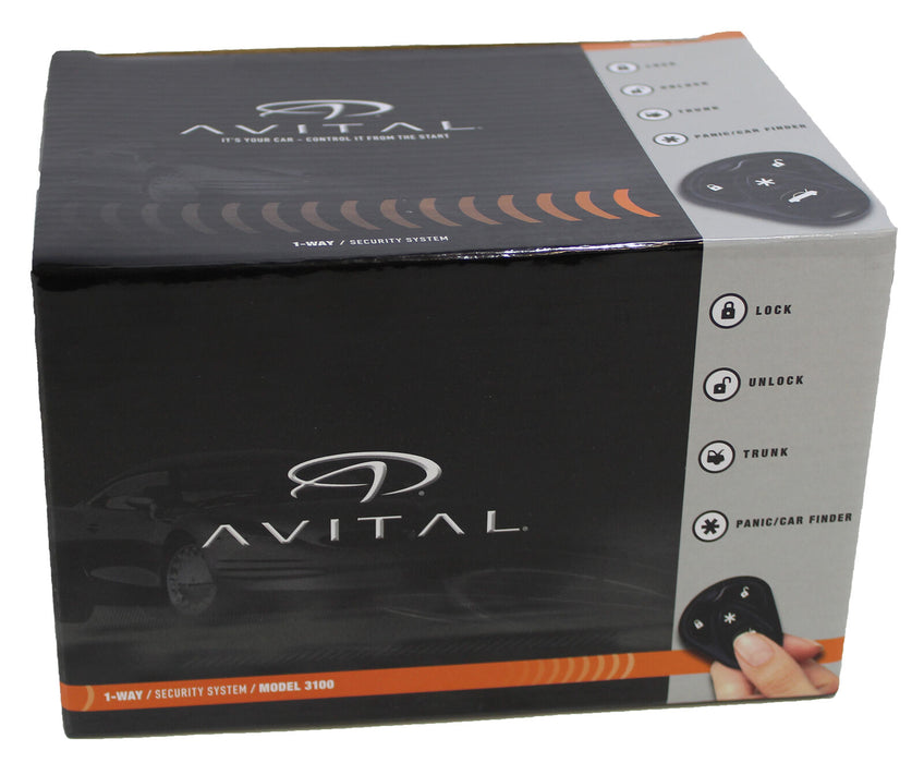 Avital 1 Way Security System 3 Channel Security/Keyless Entry System AV-3100L