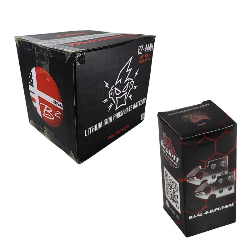 B2 Audio 44Ah 5000W LiFePO4 Battery 12V w SAE Posts & 1/0 AWG 4 Input Terminals