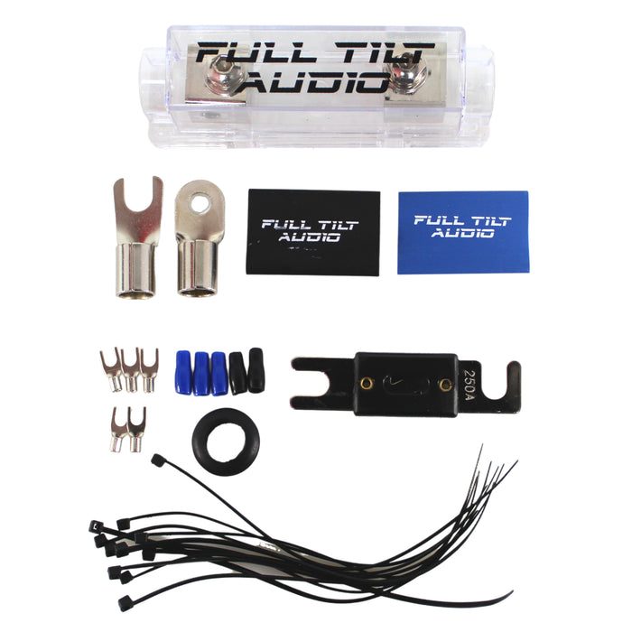 Full Tilt Audio 100% OFC 0 Gauge Blue / Black Amplifier Install Kit