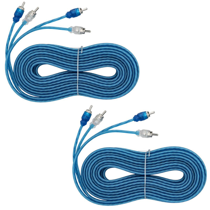 2 Pack of 20ft 2 Channel Twisted Raptor RCA Car Audio Cable Compact Tip R2RCA20