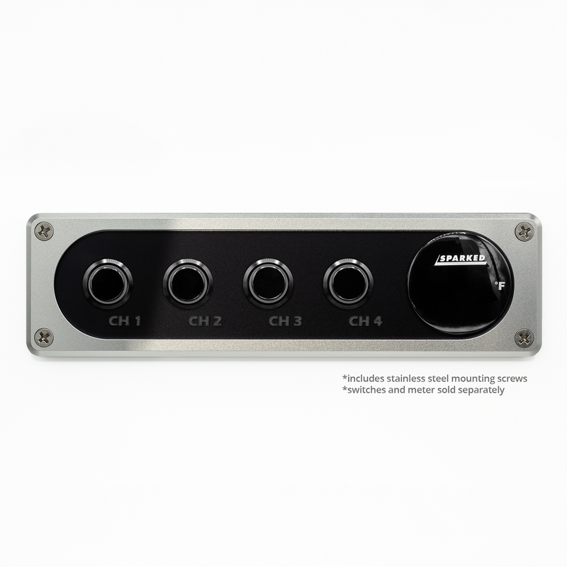Sparked Innovations Single DIN Aluminum Switch & Voltmeter Panel Silver or Black