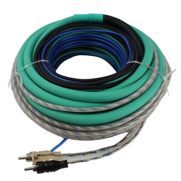 Full Tilt 4 Gauge AWG Teal/Black Amplifier/Amp Wire Kit