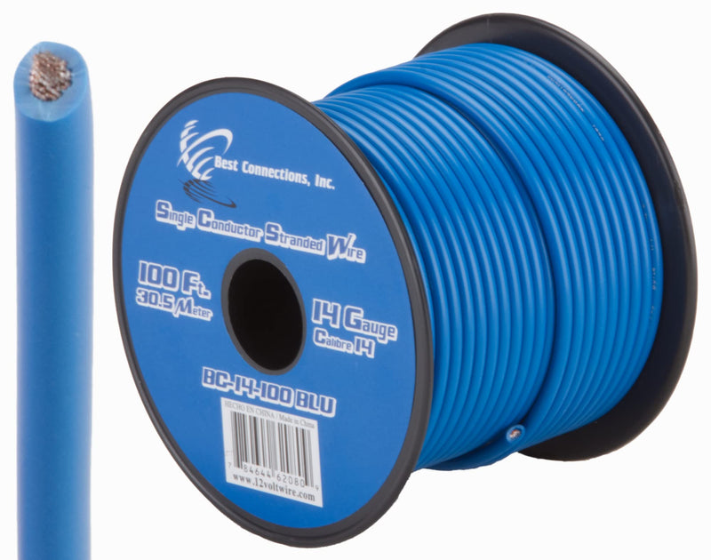 14 GA 100 FT Roll Blue Stranded CCA Primary Wire Lot Cut By The Foot