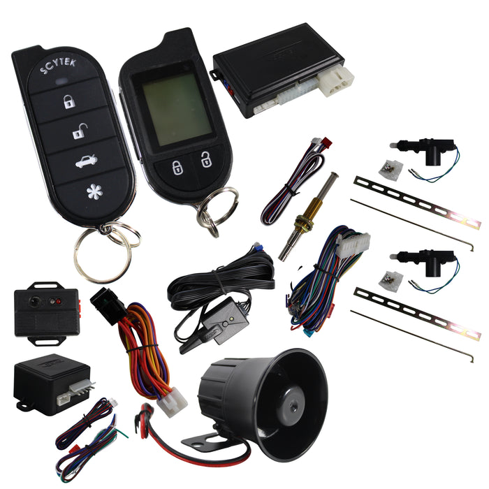 A4.2W Car Alarm Security System with Siren, Keyless Entry 2-Way LCD Remote Start