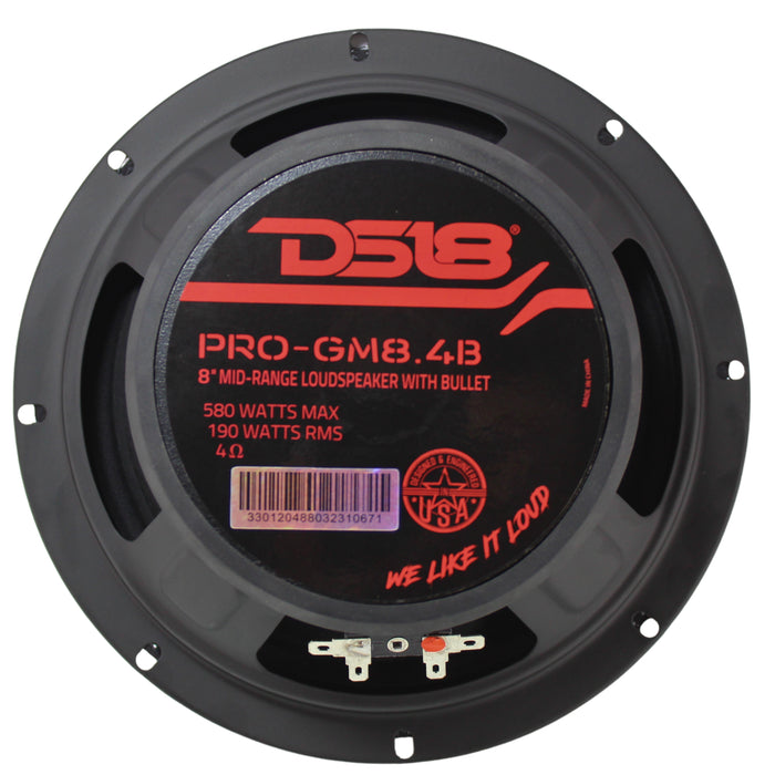DS18 Pro 8" 580W MAX 4-Ohm Mid Range Loud Speaker With Bullet PRO-GM8.4B