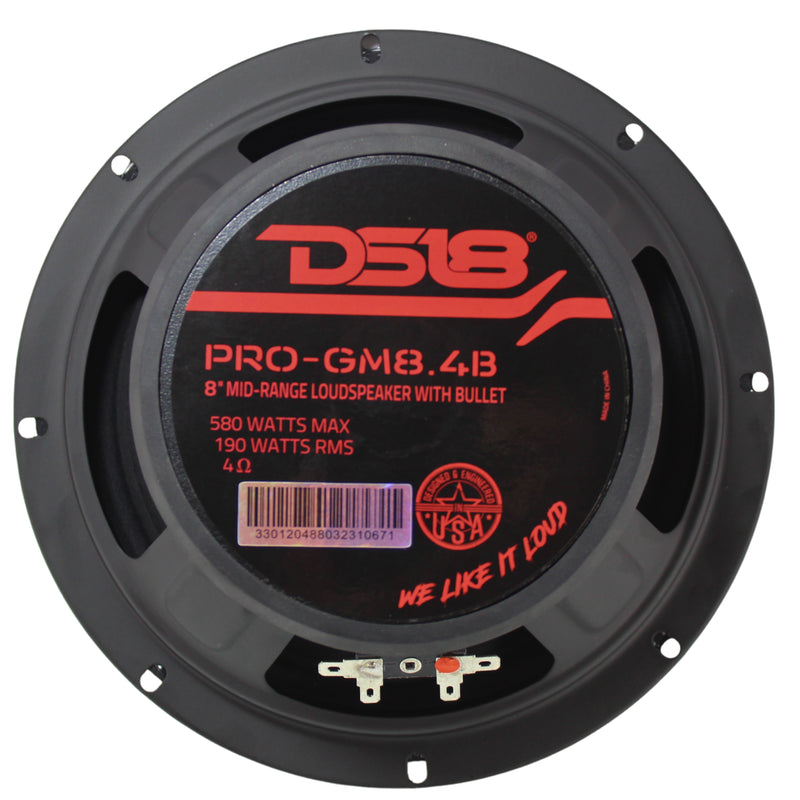 DS18 Pro 8" 580W MAX 4-Ohm Mid Range Loud Speaker With Bullet PRO-GM8.4B