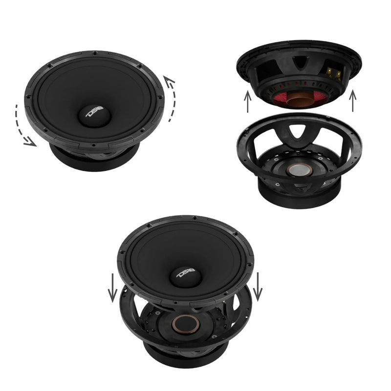 8" 300 W RMS 4 Ohm Mid-High Loudspeaker DS18 PROJECT360 Rotating Recone Design