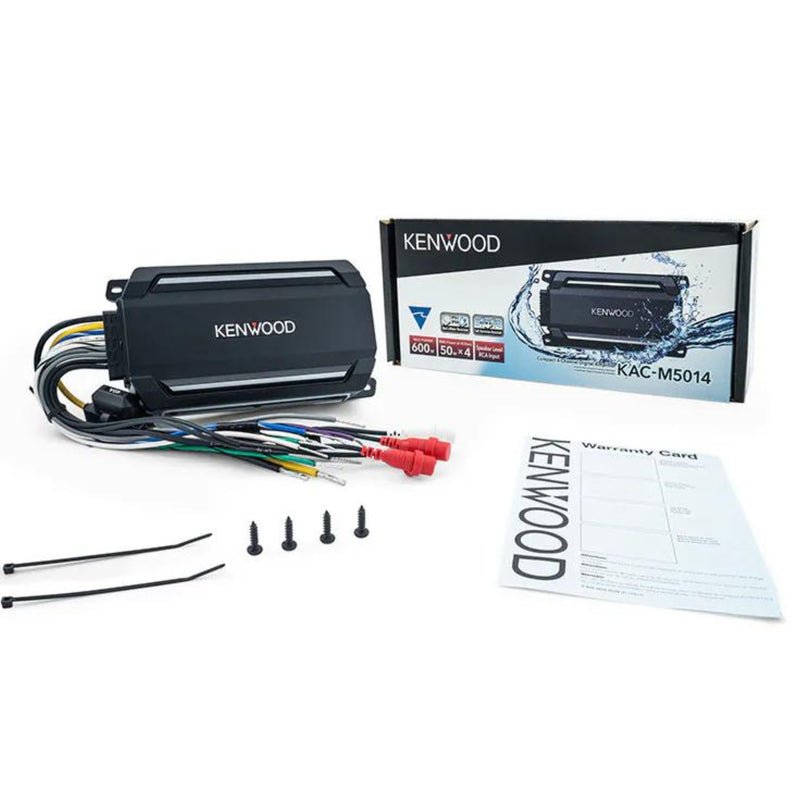 Kenwood Compact 4-channel powersports/marine amplifier 50 watts RMS x 4-Ohms