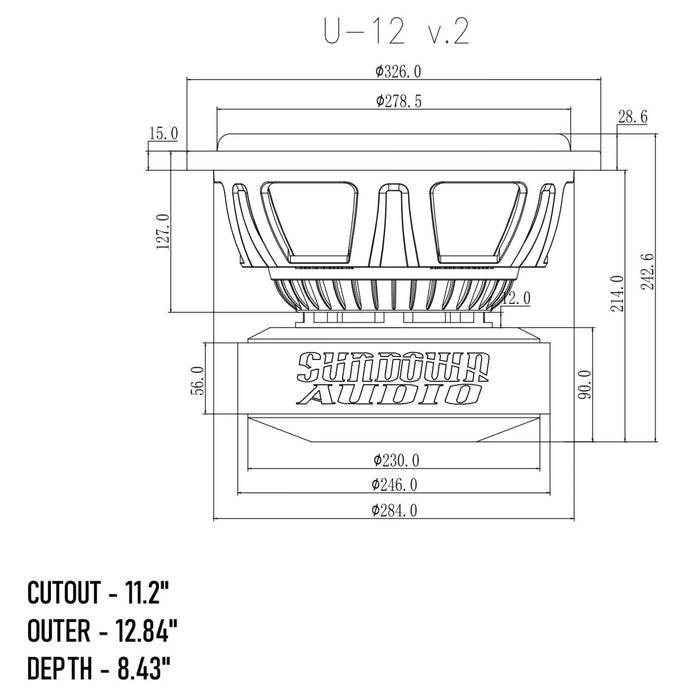 12" 2 Ohm 1750W RMS V.2 Dual Voice Coil Subwoofer Sundown U-Series U-12-D2-V2