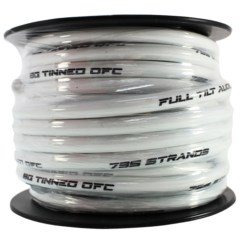 Full Tilt Audio 8 Gauge Tinned Oxygen Free Copper Power/Ground Wire White Lot