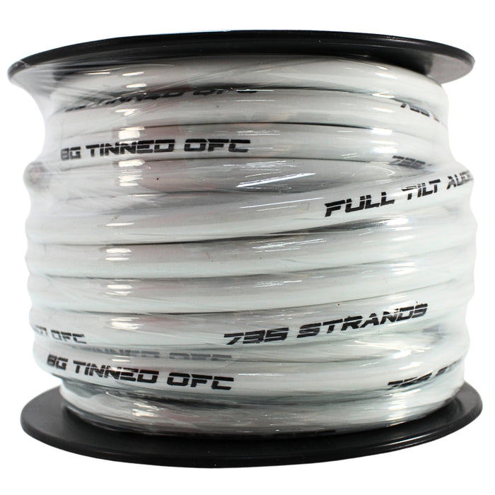 Full Tilt Audio 8 Gauge Tinned Oxygen Free Copper Power/Ground Wire White Lot