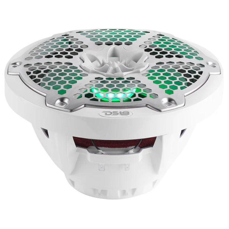 DS18 8" 250W RMS 4-Ohm Marine 2-Way Hybrid Speaker Pair w/ RGB LED NXL-8MD-WH