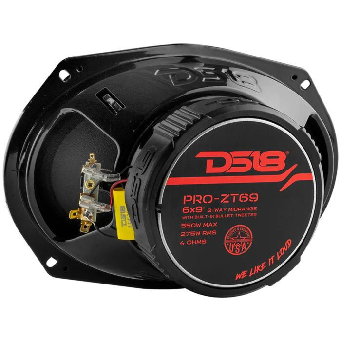 DS18 6X9" 550W 4 ohm Water Resistant Coaxial Midrange Loud Speaker PRO-ZT69