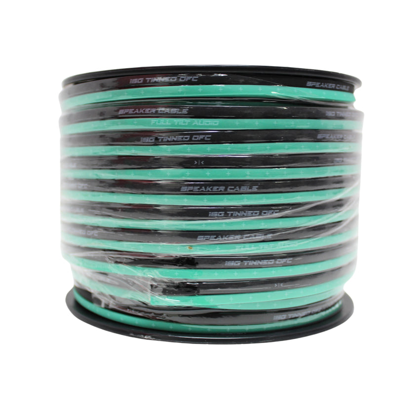 Full Tilt Audio 16 GA Tinned OFC Speaker Wire Sea Foam/Black Lot Cut By The Foot