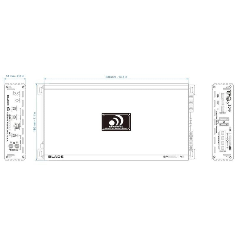 Massive Audio 1000 Watt RMS 1 Ohm Monoblock Class D Amplifier BP2000.1 V2