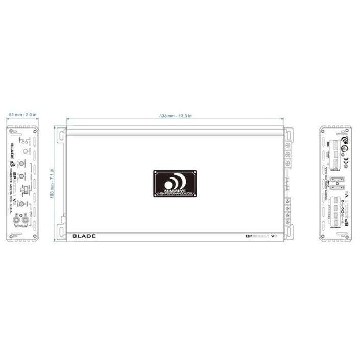 Massive Audio 2000 Watt Monoblock Class D Full Range Amplifier 1 Ohm BP2000.1 V2