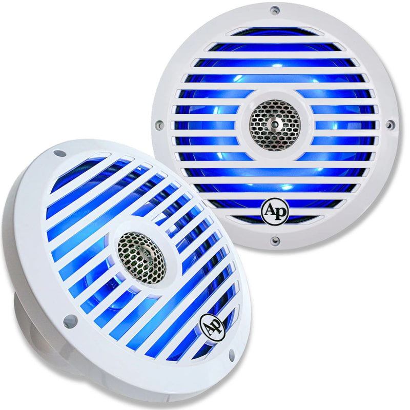 8" 175W RMS Coaxial 2-Way Marine Speaker Pair w/ RGB LED Lights | APSW-804GL