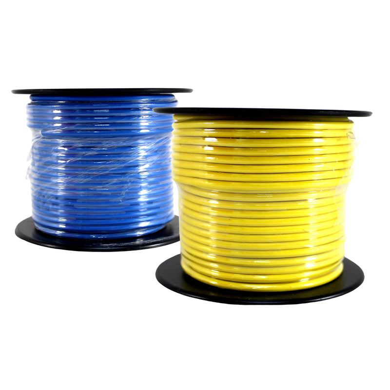 14 GA 100 FT Yellow Blue Stranded Spools of CCA Primary Power Ground  Wire Cable