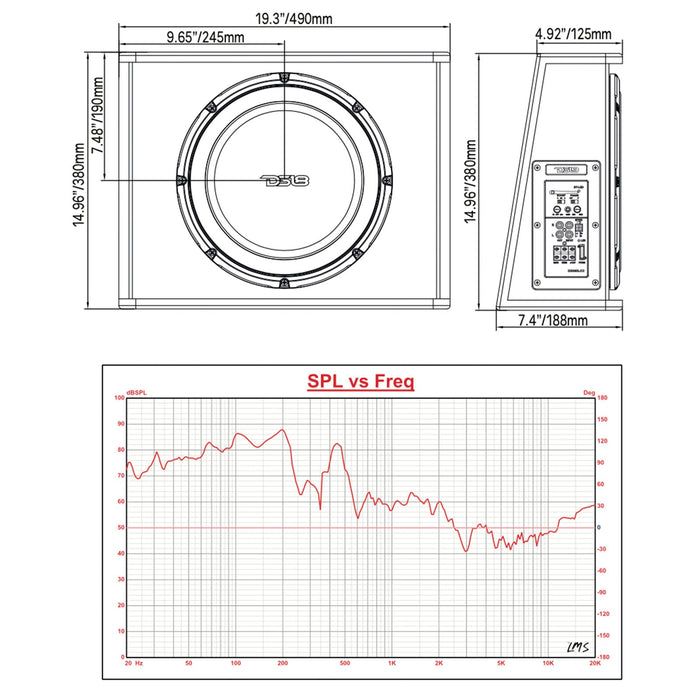 DS18 12" Shallow Subwoofer Bass Package 700 Watts 2 Ohm with Built In Amplifier