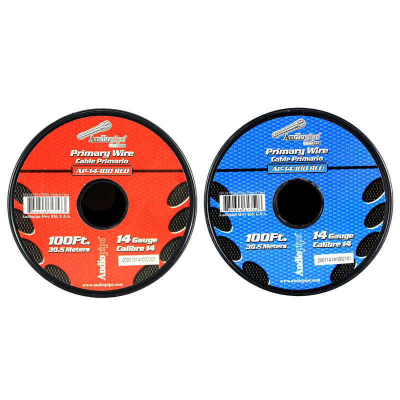14 GA 100 FT Roll Red Blue Stranded Spool of CCA Primary Power Ground  Wire Cable