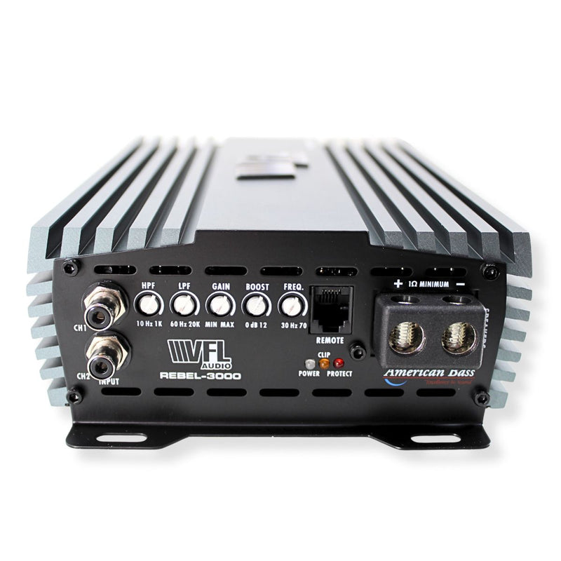 American Bass 3000 Watts 1-Ohm Monoblock Class D Digital Amplifier REBEL-3000.1