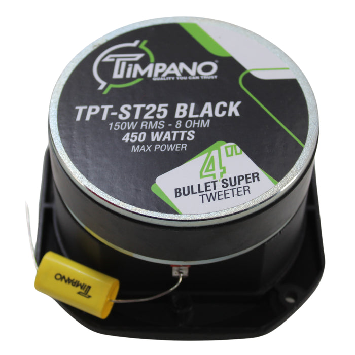 Timpano 4 Inch 900W 8 Ohm 1.5" VC Black PRO Bullet Super Tweeters Pair TPT-ST25