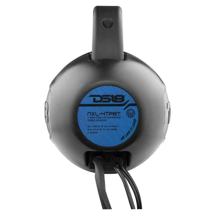 DS18 HYDRO 4" 240 Watts 4 Ohm Bluetooth Black Amplified Wakeboard Tower Speakers