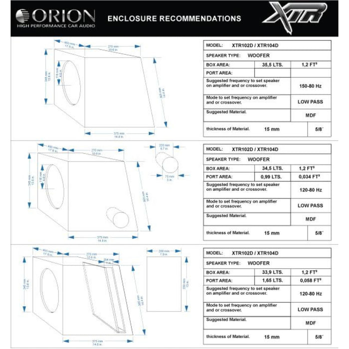 10" 500W RMS | 2000W Peak 2-Ohm DVC Subwoofer ORION XTR Series / XTR102D