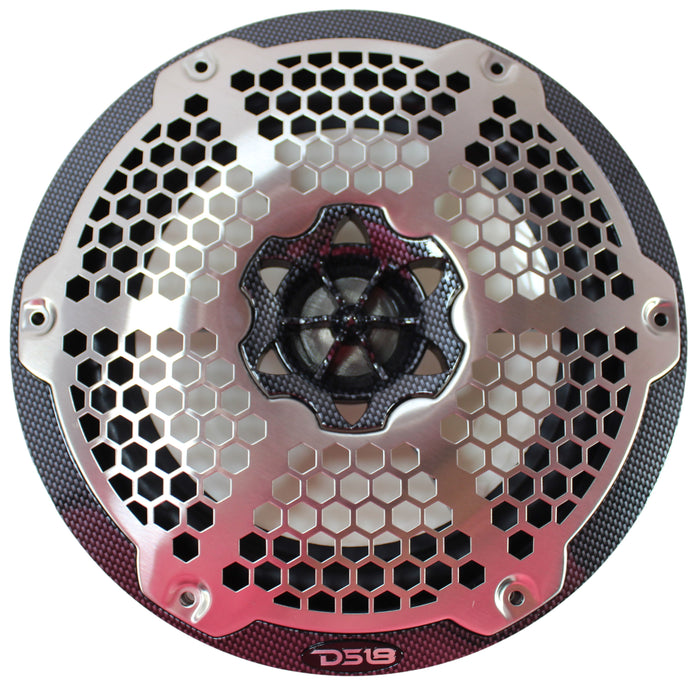 DS18 Pair of 8" 2-way 4 OHM 150W Coaxial Marine Grade Speakers w/ LED RGB lights