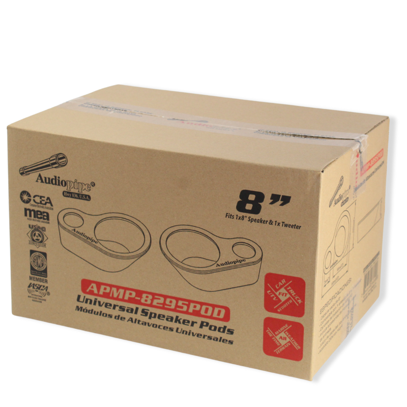 8" Universal Speaker Pods Pair Black ABS OEM Finish Fits 8" Speaker Tweeter