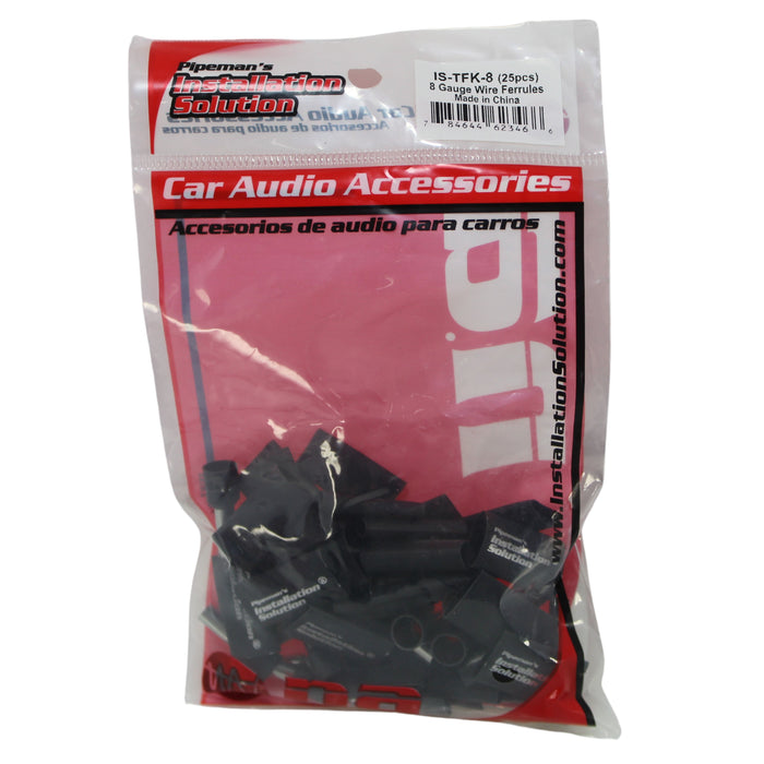 Audiopipe 25 Pack 8 Gauge Wire Ferrules with Heat Shrink IS-TFK-8