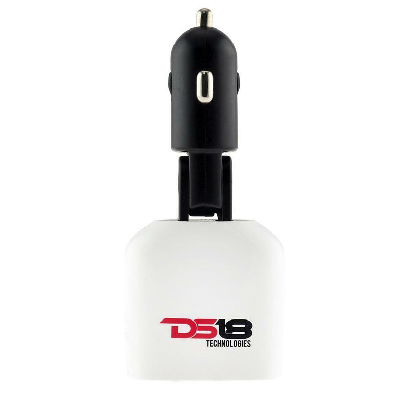 DS18 Car Audio 12 Volt meter With Dual Quick Charger USB Ports Black
