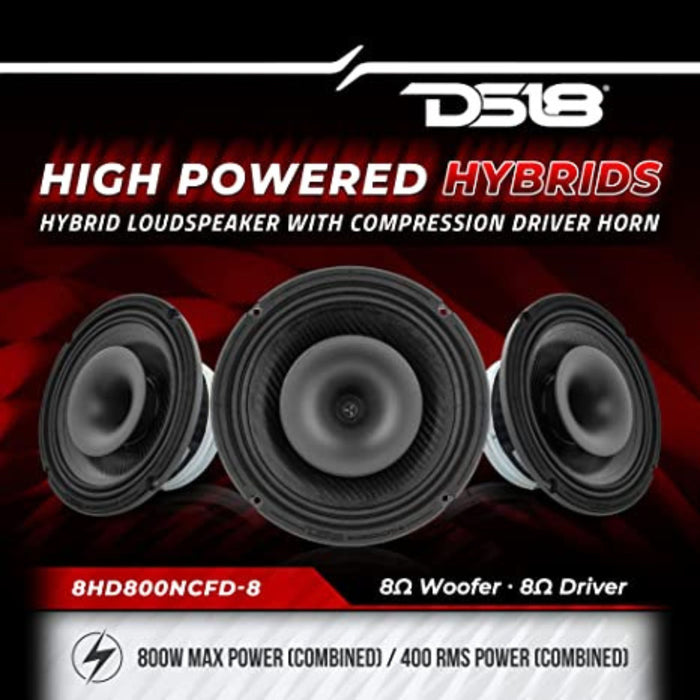 DS18 8HD800NCFD-8 Waterproof 8" Mid Bass 3'' Driver Carbon Fiber Neodymium 8ohm