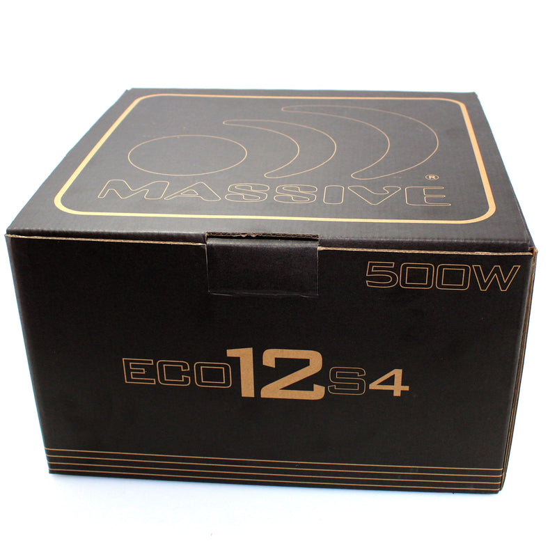 Massive Audio 12" 500W 4 Ohm Subwoofer ECO12S4 + 2 Channel Amplifier Package