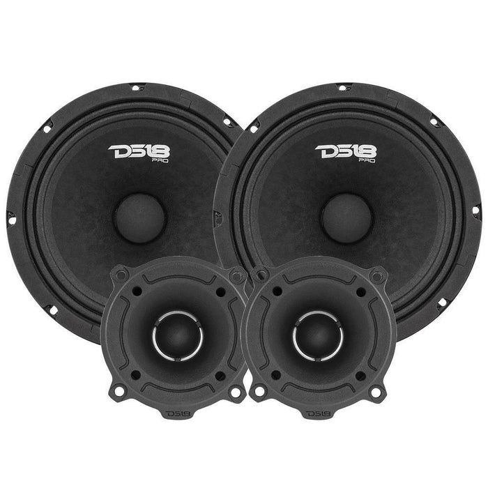 3520W 4x 8" Midrange Speakers + 4x Bullet Tweeters + 1600W 4 Ch Amplifier Combo