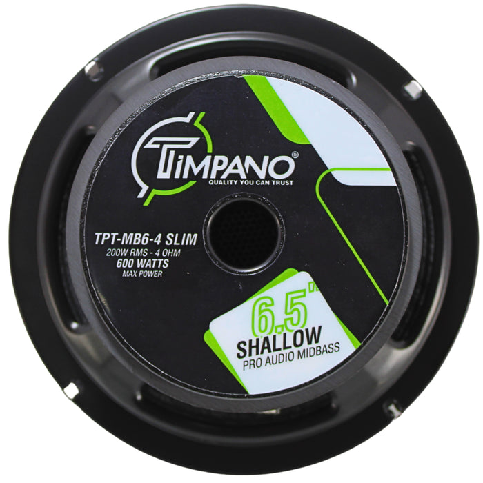 Timpano 6.5" 200W 4 Ohm Mid Bass Shallow Mount Loudspeaker TPT-MB6 SLIM