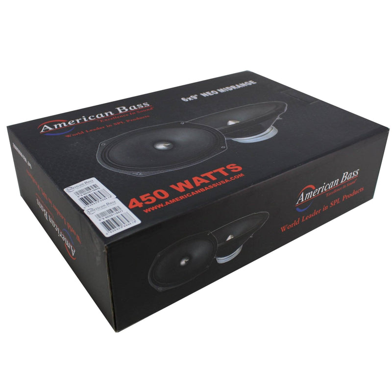 American Bass Pro Car Audio 6x9" 225 Watt RMS 4-Ohm Midrange Speaker Pair NEO69