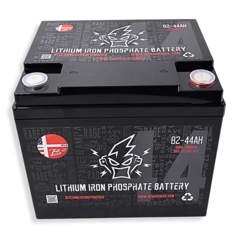 B2 Audio 44AH 12V 5000W LiFePO4 Lithium Battery + XS Power Li1208 8A Charger
