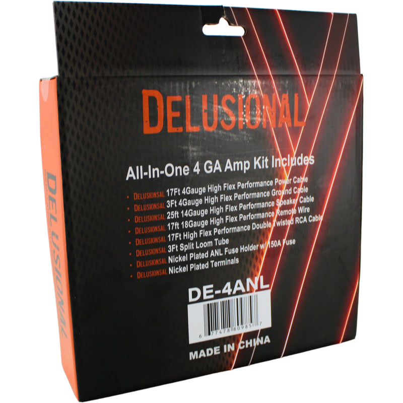 King Boxes DELUSIONAL 4GA CCA Installation Wiring Amplifier Kit / DE-4ANL
