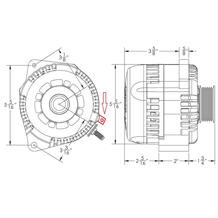 Mechman S-Series 240 Amp Racing Alternator For 1988-1995 Replaces L Mount CS130