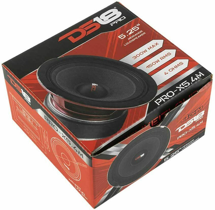 DS18 Car Audio 5.25" Midrange Loudspeaker 300 Watt 4 Ohm Red PRO-X5.4M